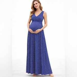 🎉Host Pic Isabel Maternity Maxi Dress Womens Size XS Blue White Stripe